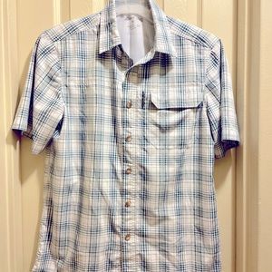 Eddie Bauer Like New Polyester Button Down shirt 👔 nylon mesh inside